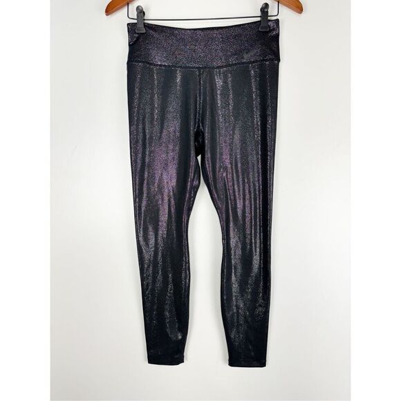 Nike Women's Dri-FIT One Mid Rise Sparkle 7/8 Active Legging Tights Black Medium - Picture 1 of 6